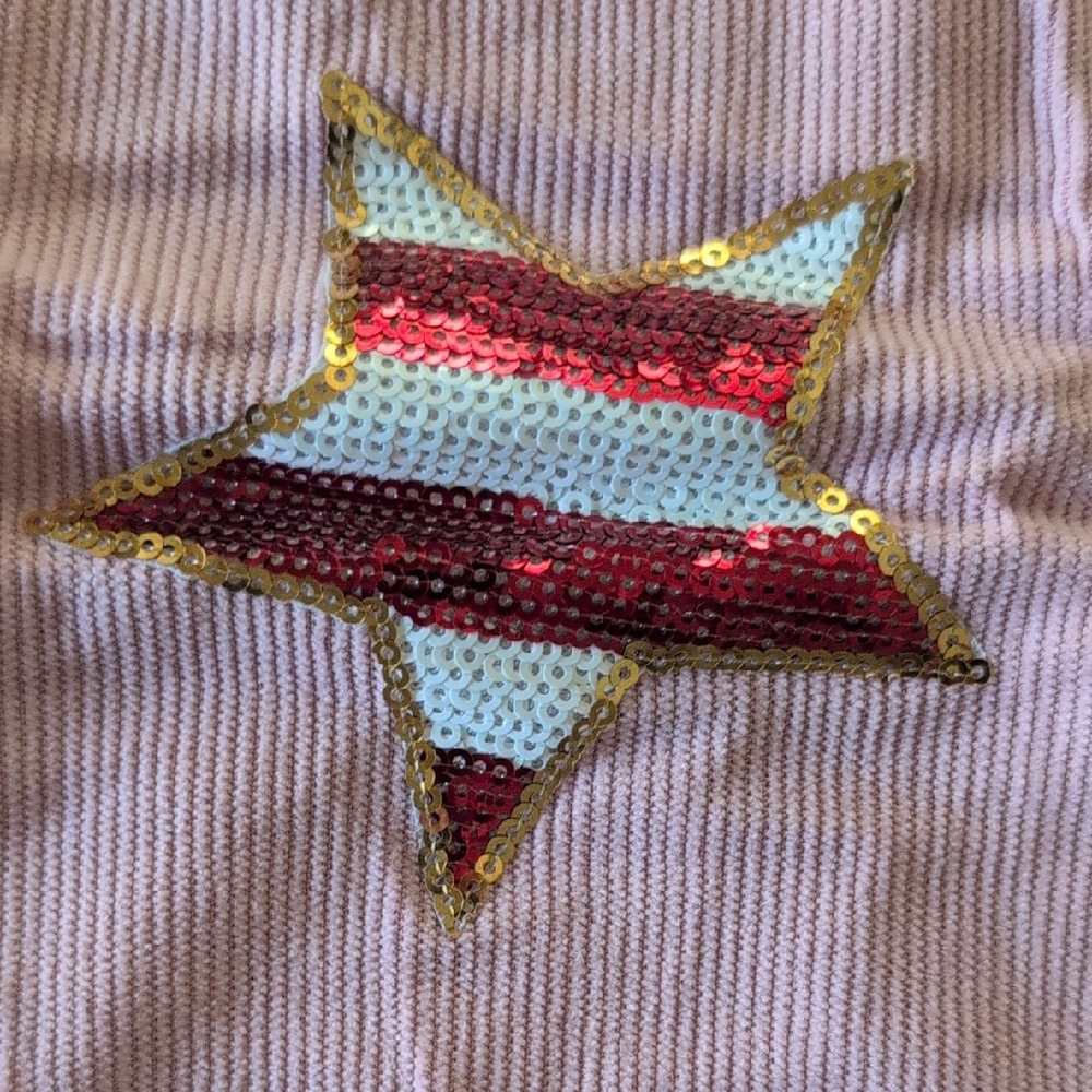 Patriotic Short Sleeve Dress Crewneck Pink with Sequined Stars Size Large - Picture 11 of 14